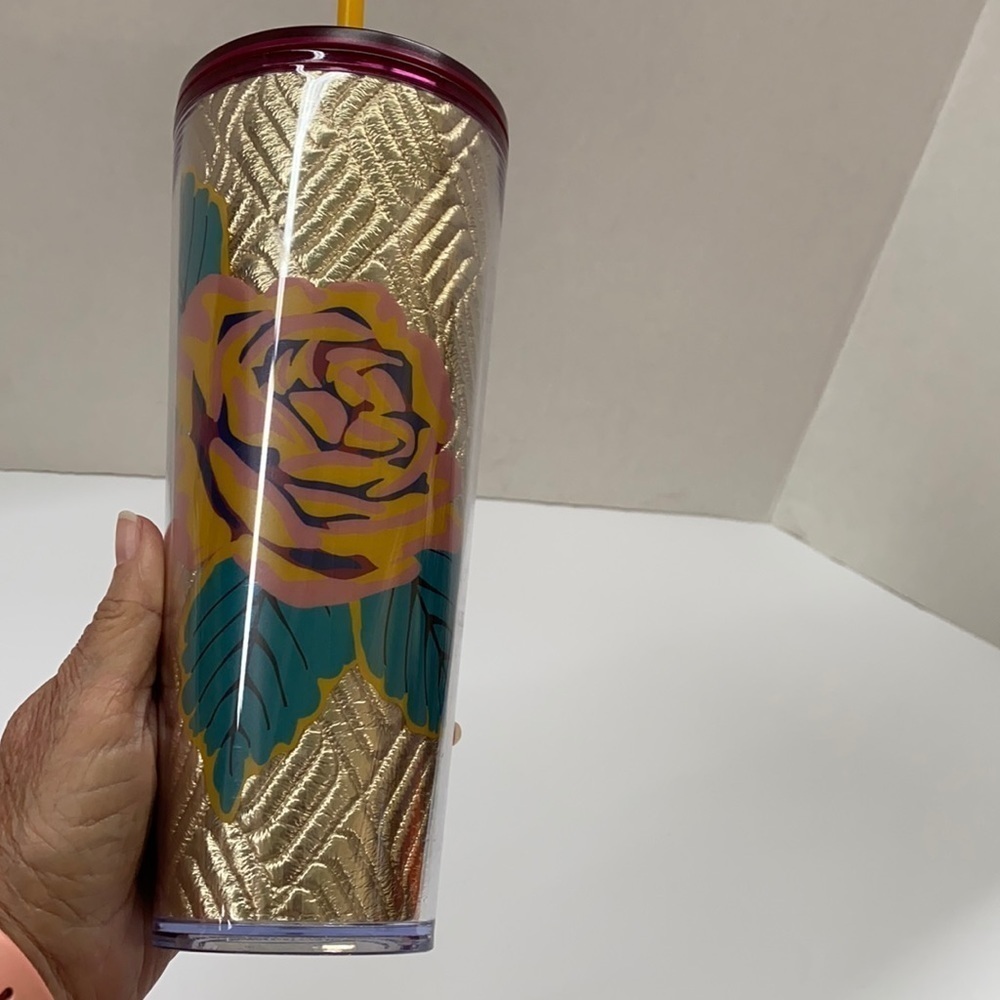 Starbucks Gold Foil Rose/ Quilt Tumbler Venti RARE!